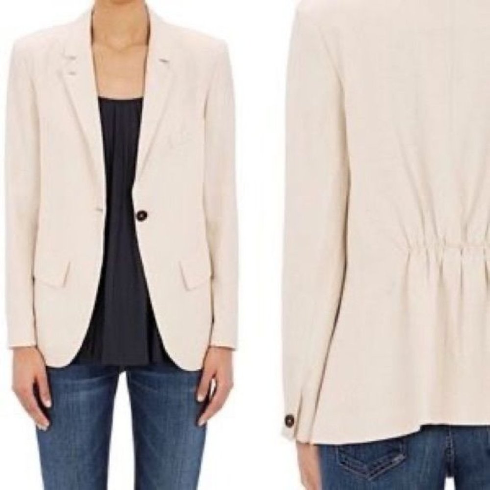 Ulla Johnson Ruched Linen Cream Blazer Jacket 2